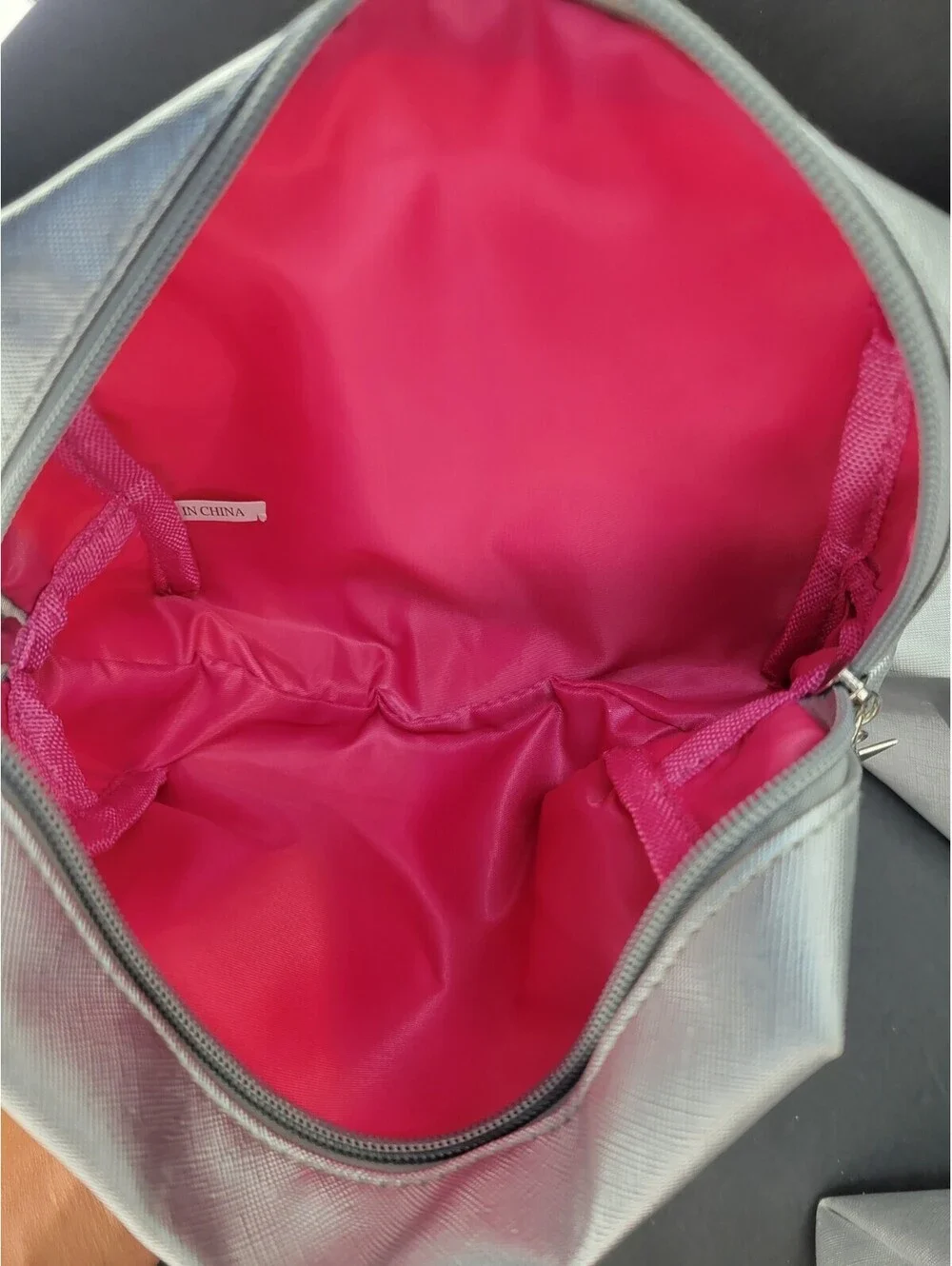 x6 Metallic Silver Makeup Cosmetics Zip Travel Pouch Toiletry Bag Faux Leather